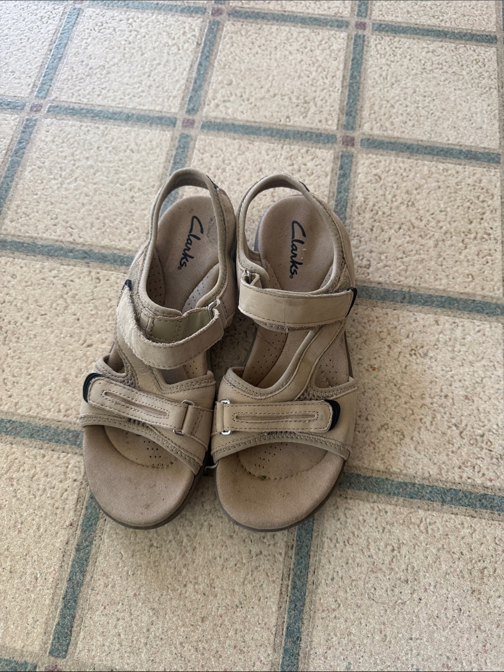 Clarks Neutral Tan Adjustable Strap Sandals